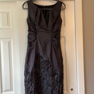 Adrianna Papell Dusty Purple Knee Length Evening Dress with Floral Detailing